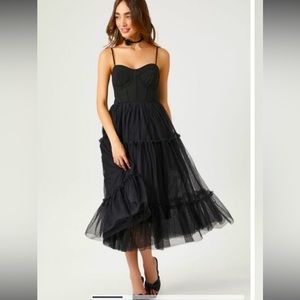 NWOT Forever 21 Pink sweetheart neckline mesh dress